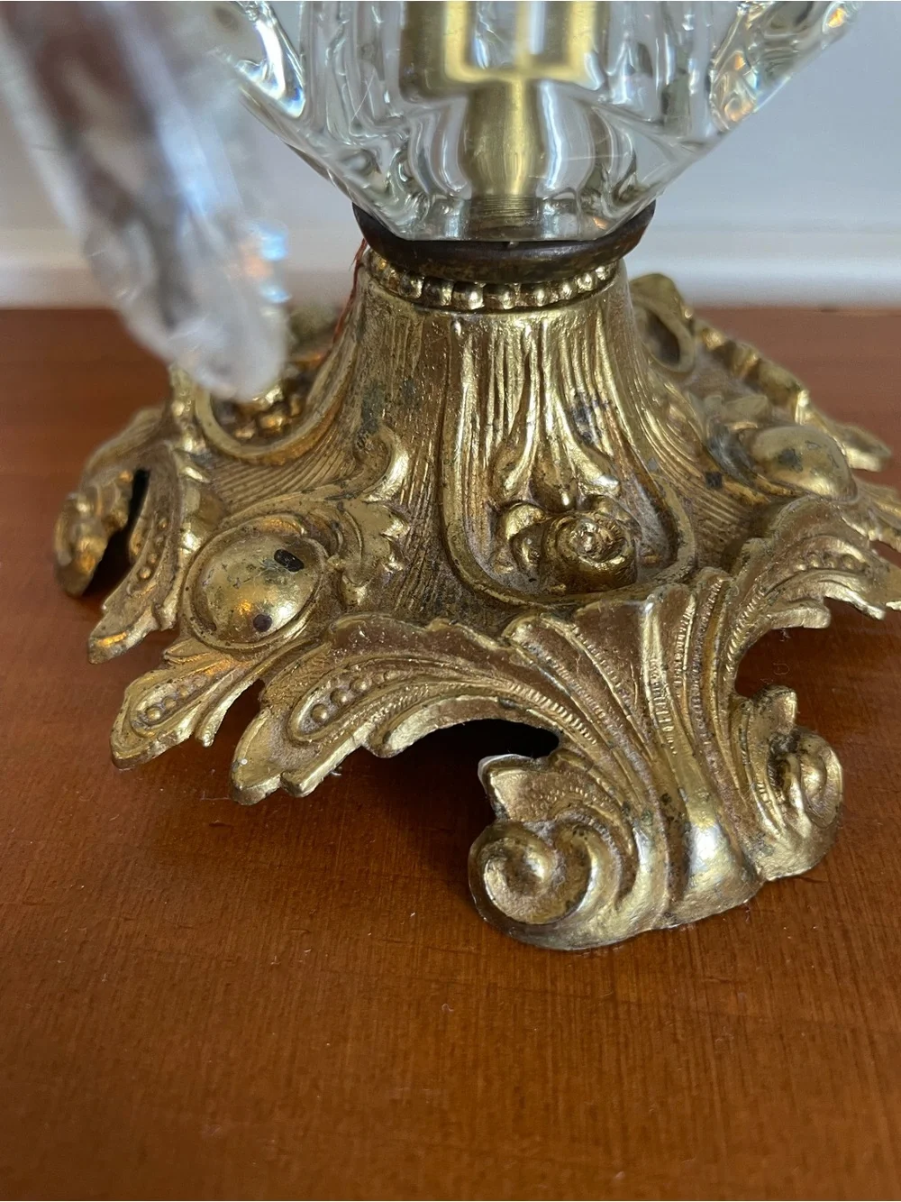 Vintage L&L WMC 1978 Hollywood Regency Gold Tone Prism Candle Holder